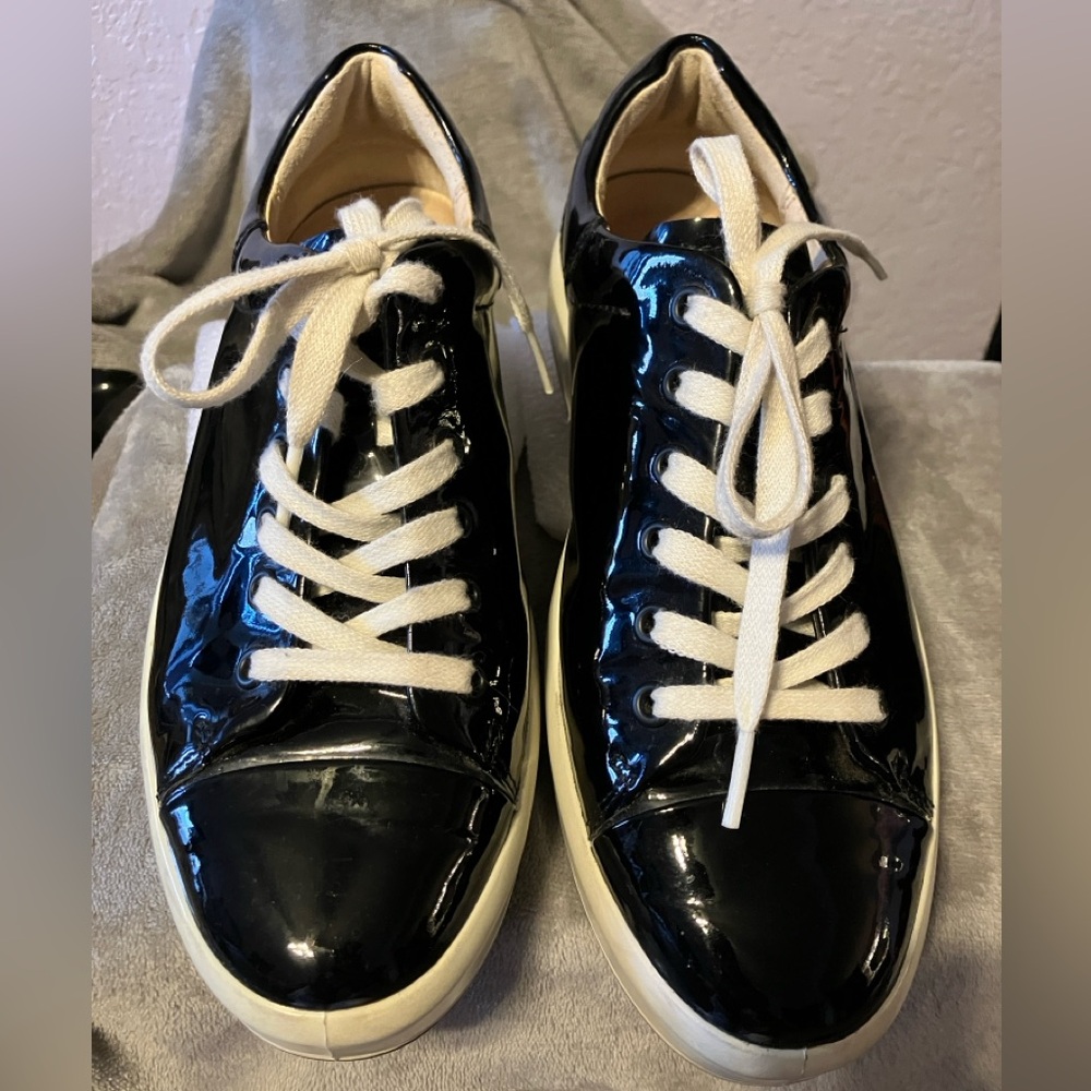 Ecco Black Patent Leather Fashion Sneakers Womens Size 38 (US 7-7.5)